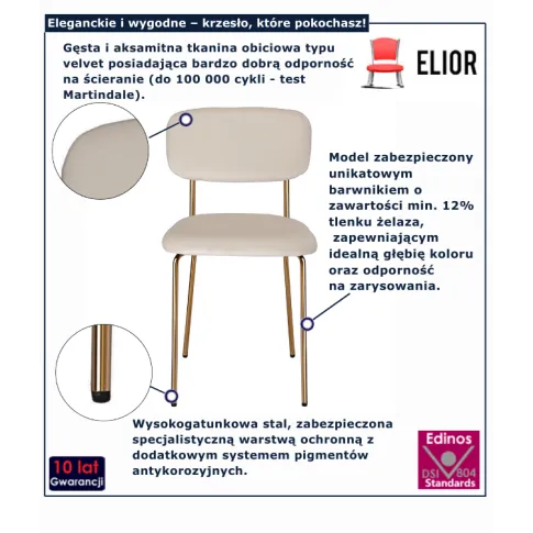 Tapicerowane krzesło welurowe beżowe Moko