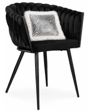 Czarne plecione krzesło z podłokietnikami do jadalni - Tisse 3X w sklepie Edinos.pl