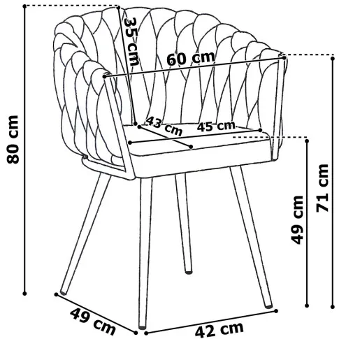 Wymiary krzesła beżowego Tisse 3X