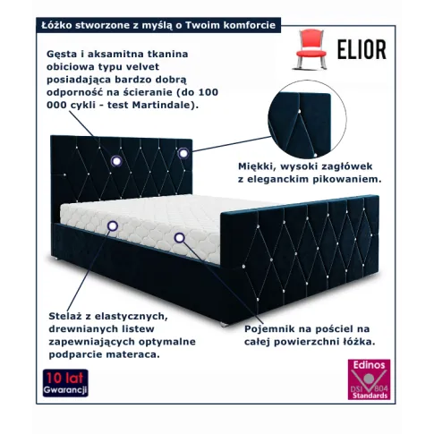 Welurowe łóżko tapicerowane Diamare