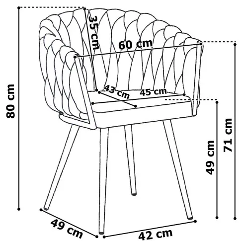 Wymiary krzesła zielonego Tisse 4X
