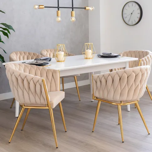 Wizualizacja krzesła beżowego plecionego Tisse 4X