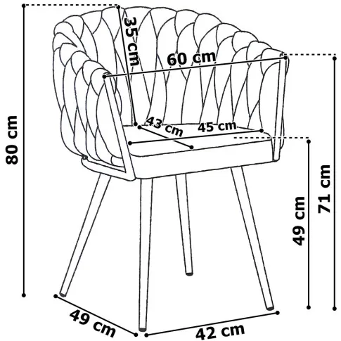 Wymiary krzesła beżowego Tisse 4X