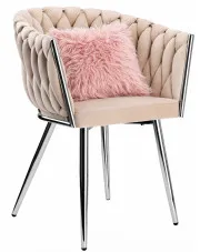 Beżowe nowoczesne krzesło plecione - Tisse 5X w sklepie Edinos.pl