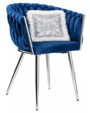 Niebieskie krzesło na chromowanych nogach - Tisse 5X w sklepie Edinos.pl