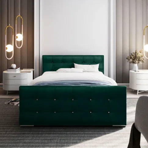 Wizualizacja wnętrza z zielonym łóżkiem Estelio