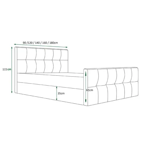 Wymiary pikowane łóżka Estelio
