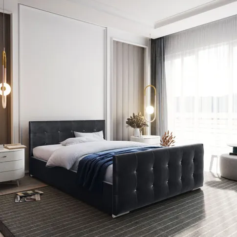 Wizualizacja wnętrza z grafitowym lozkiem Estelio