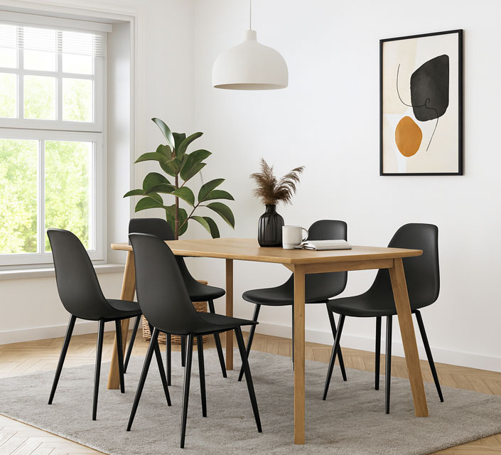 Jadalnia z wykorzystaniem metalowego ciemnoszarego krzesła Exin 4X