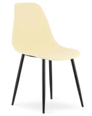 Kremowe krzesło metalowe na czarnych nogach - Exin 4X w sklepie Edinos.pl