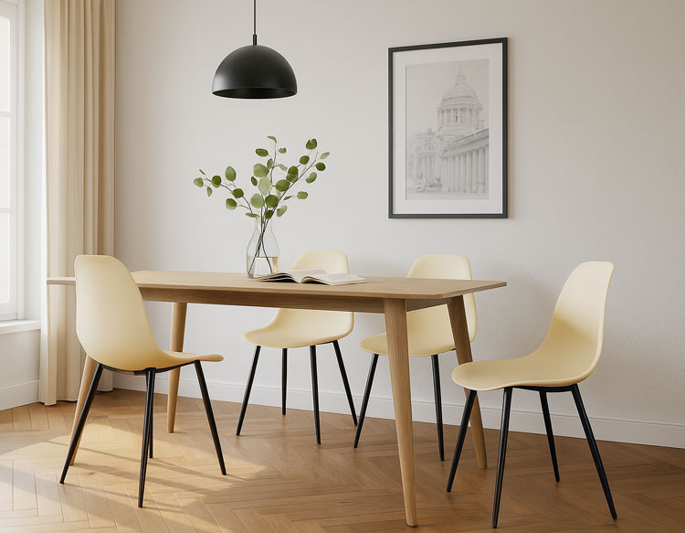 Przykładowa aranżacja z wykorzystaniem kremowego krzesła Exin 4X