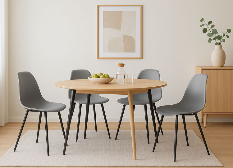 Szare krzesło na czarnych nogach Exin 4X w przykładowej aranżacji