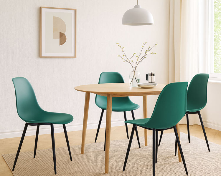 Aranżacja z wykorzystaniem nowoczesnego zielonego krzesła Exin 4X