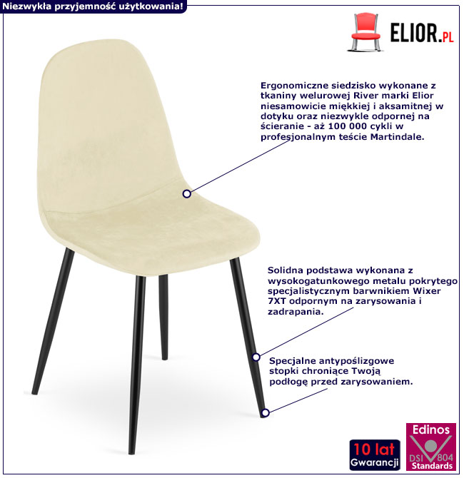 Beżowe tapicerowane krzesło do jadalni Larox 3X