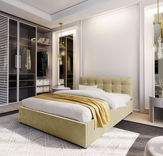 Elegancka sypialnia z wykorzystaniem łóżka Solviero