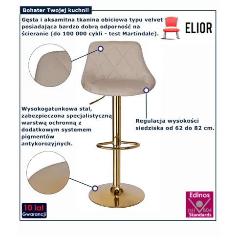 Welurowy hoker beżowy Rigr 4X