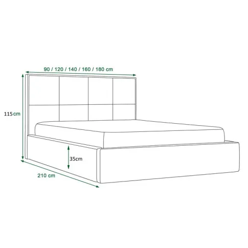 wymiary łóżka tapicerowanego Solviero