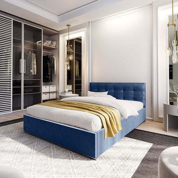 Elegancka sypialnia z wykorzystaniem łóżka Solviero