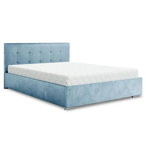 Nowoczesne niebieskie łóżko pikowane Solviero