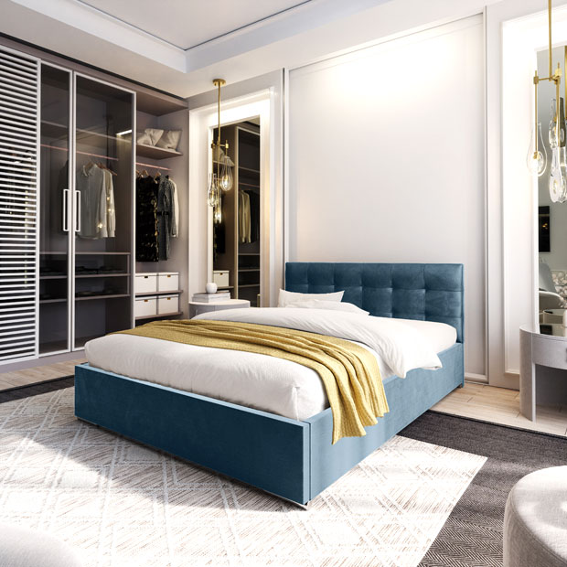 Elegancka sypialnia z wykorzystaniem łóżka Solviero