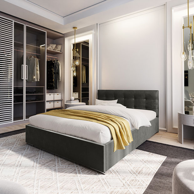 Elegancka sypialnia z wykorzystaniem łóżka Solviero