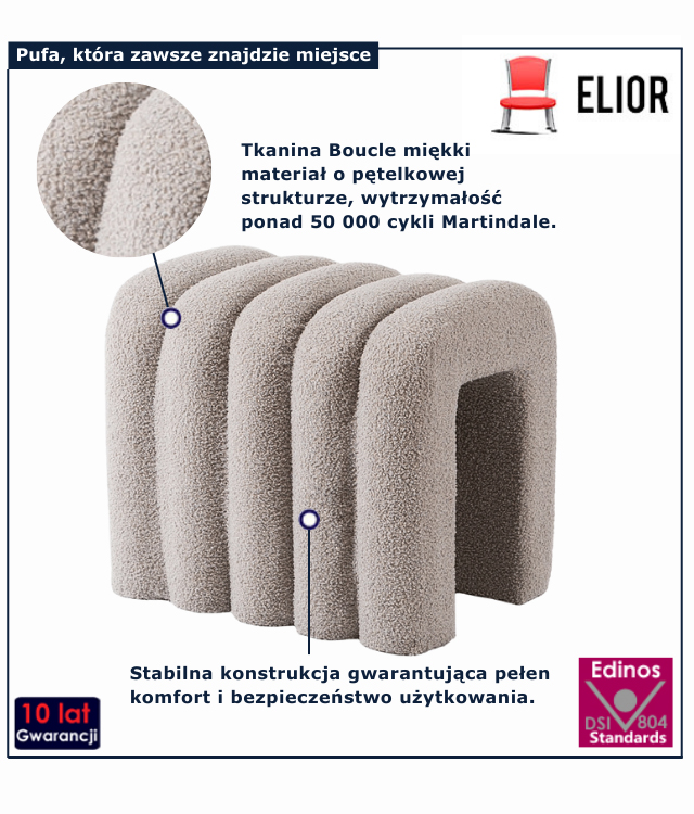 szara pufa do salonu