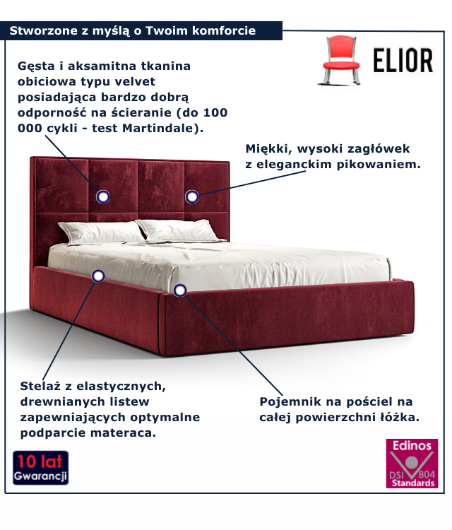 Nowoczesne łóżko welurowe w kolorze beżowym Noverra