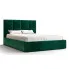 Zielone tapicerowane welurem łóżko z pojemnikiem 5 rozmiarów - Noverra