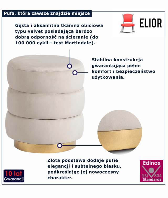 szara pufa do salonu