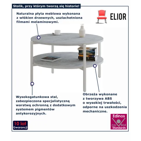 Kawowy stolik z metalowych nogach Fablle 3X