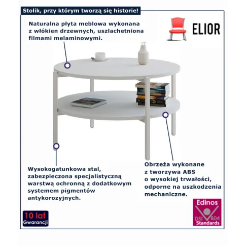 Kawowy stolik biały z metalowych nogach Fablle 3X