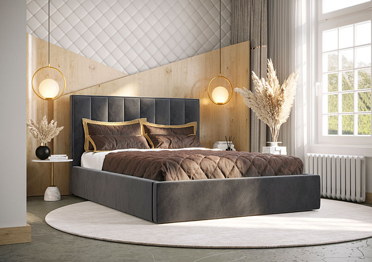 Elegancka sypialnia z wykorzystaniem łóżka Vensari