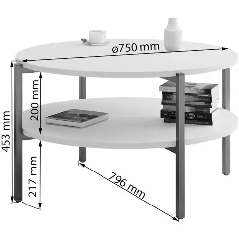 Wymiary techniczne stolika okrągłego Fablle 3X