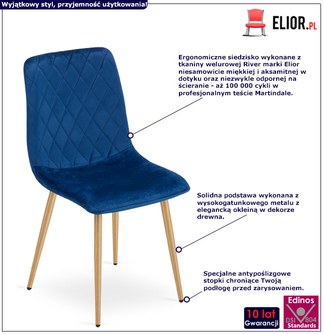 Granatowe krzesło metalowe do stołu Orinos 3X