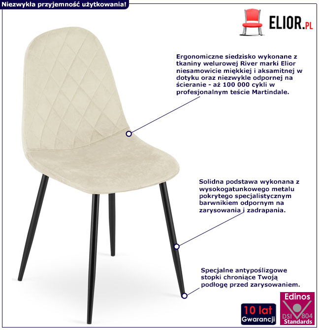 Beżowe krzesło metalowe tapicerowane Twinti 3X