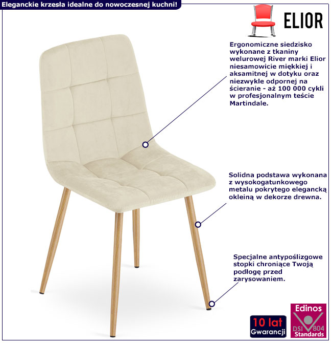 Beżowe krzesło tapicerowane Besti 3X