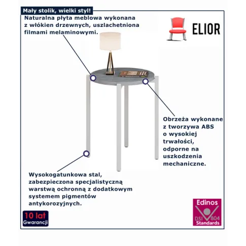 Kawowy stolik beton z metalowymi nogami Cito 3X