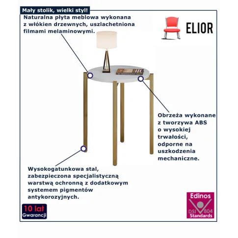 Kawowy stolik biały z metalowymi nogami Cito 5X