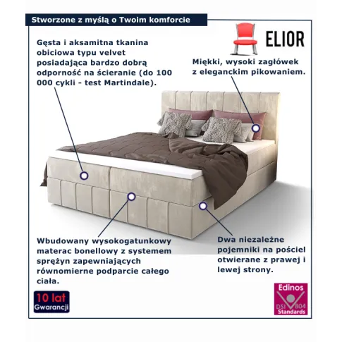 Beżowe tapicerowane łóżko Melviano