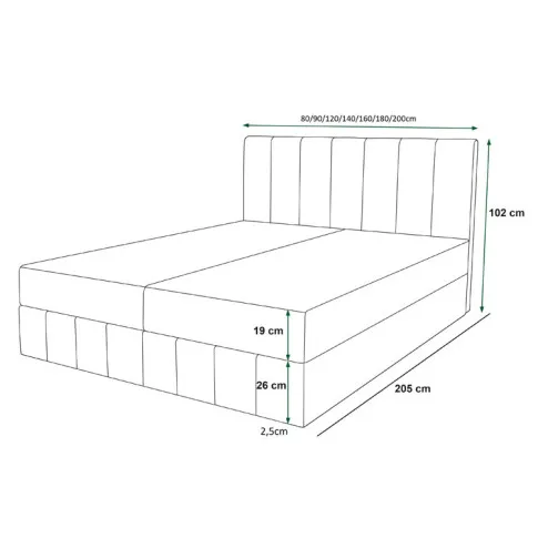Wymiary łóżka Melviano