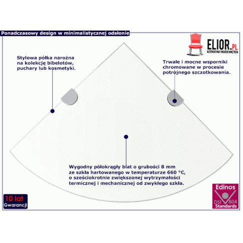 Fotografia Półka narożna ze szkła hartowanego Gaja 3X z kategorii Półki ścienne