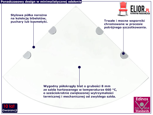 Nowoczesna szklana półka ścienna Gaja 4X
