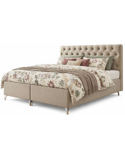 Beżowe pikowane łóżko kontynentalne 4 rozmiary - Sorevian w sklepie Edinos.pl