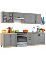 Nowoczesny komplet mebli kuchennych popiel + dąb sonoma - Nidd w sklepie Edinos.pl