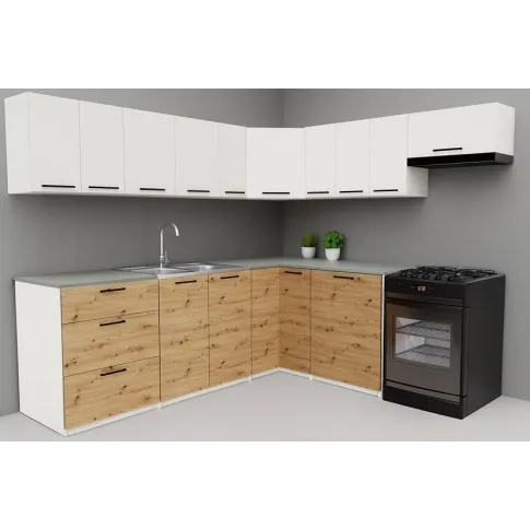 Wizualizacja mebli kuchennych dąb artisan   biały Esin