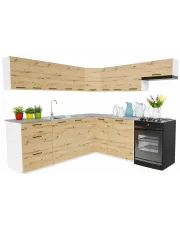 Narożny komplet mebli kuchennych dąb artisan - Esin w sklepie Edinos.pl