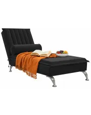 Aksamitny czarny szezlong z masującą poduszką - Beluso 3X w sklepie Edinos.pl