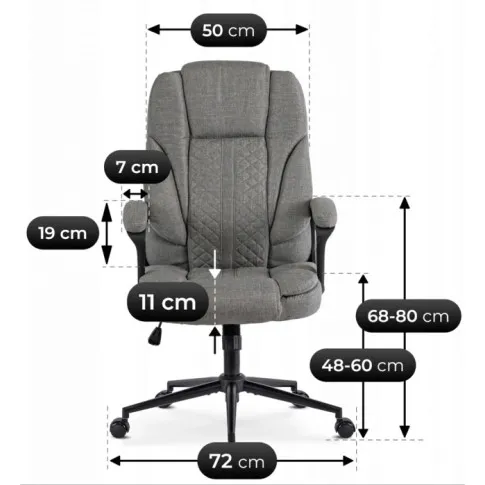 Wymiary techniczne fotela szarego Duke 4X