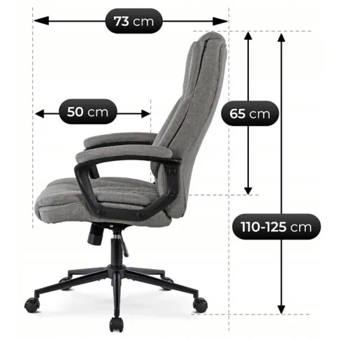 Wymiary techniczne fotela szarego obrotowego Duke 4X