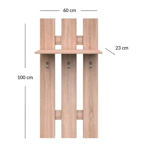 Szczegółowe zdjęcie nr 6 produktu Wieszak ścienny do przedpokoju dąb sonoma - Riza 20X